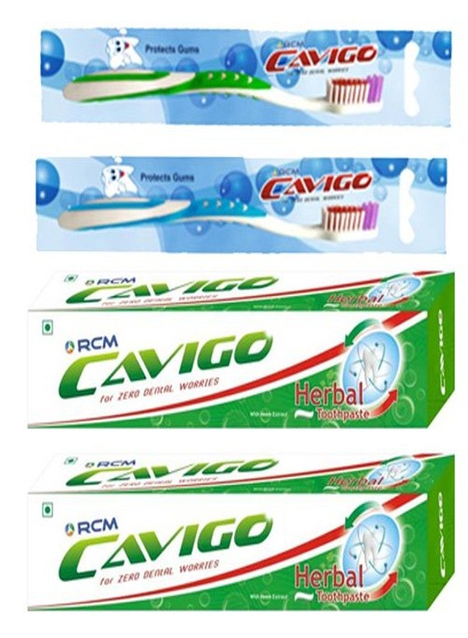 RCM Cavigo Herbal Toothpaste & Toothbrushes - Set of 2